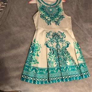 Green and white dress